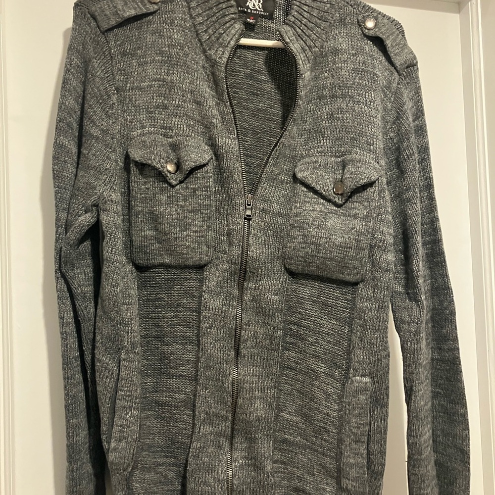 Rock & Republic Gray Zip-Up Sweater